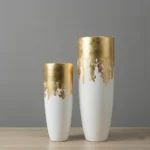 Dekorativní květináč na květiny Luxe 70 cm bílo-zlatý