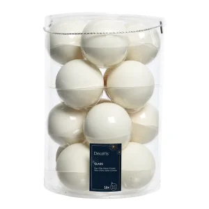 16 skleněných kuliček bílé matné barvy d8 cm