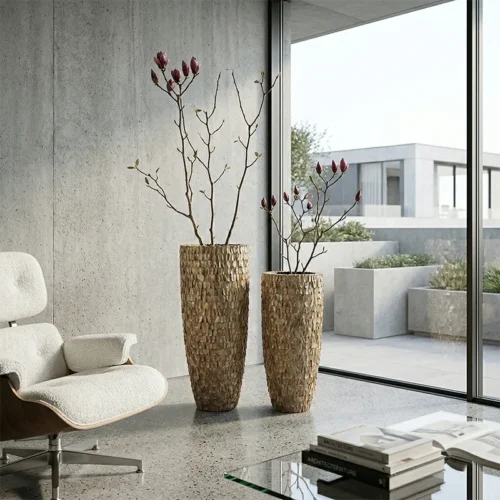 Dekorativní květináč Home Deluxe 70 × 35 cm – elegantní fiberglassový květináč pro interiér i exteriér