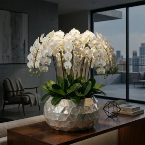 Váza na květiny Lumi 36 × 20 cm Pearl – dekorativní fiberglassová váza s mušlemi